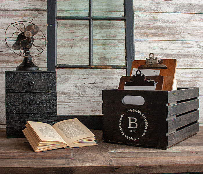 office-monogram-crate-12x17x9 Monogram Crate - 12x17x9 Wood Crate