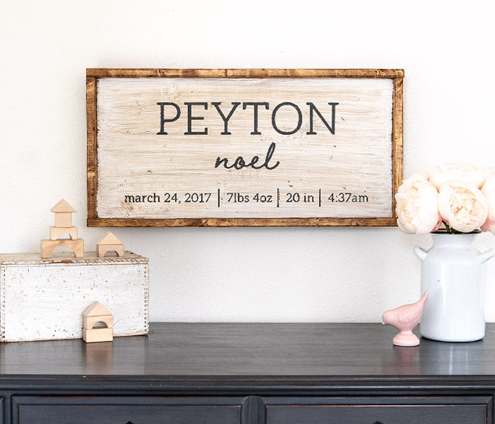 children-classic-birth-announcement-14x26-framed CHILDREN - Classic Birth Announcement - 14x26 Framed Wood Sign