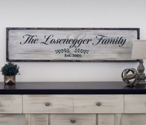 family-framed-family-script-14x50-framed Framed Family Script - 14x50 Framed Wood Sign