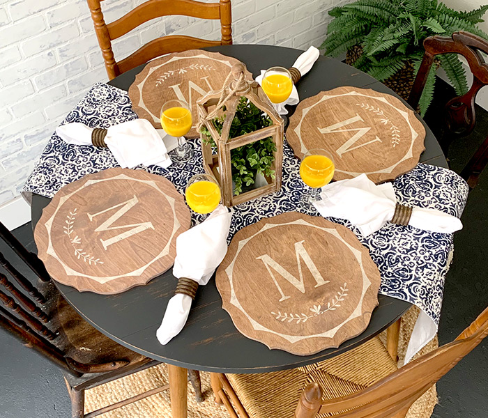 kitchen-monogram-flourish-chargers-15-round Monogram Flourish Wood Chargers - 15" Charger