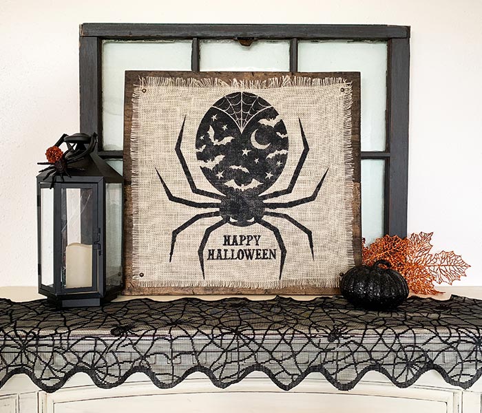 halloween-burlap-spider-24x24 Burlap Spider - 24x24 Wood Sign