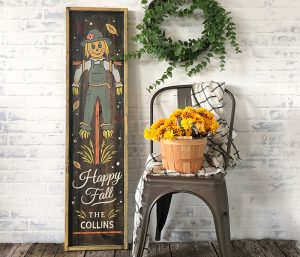 porch-happy-fall-scarecrow-14x50-framed Happy Fall Scarecrow - 14x50 Framed