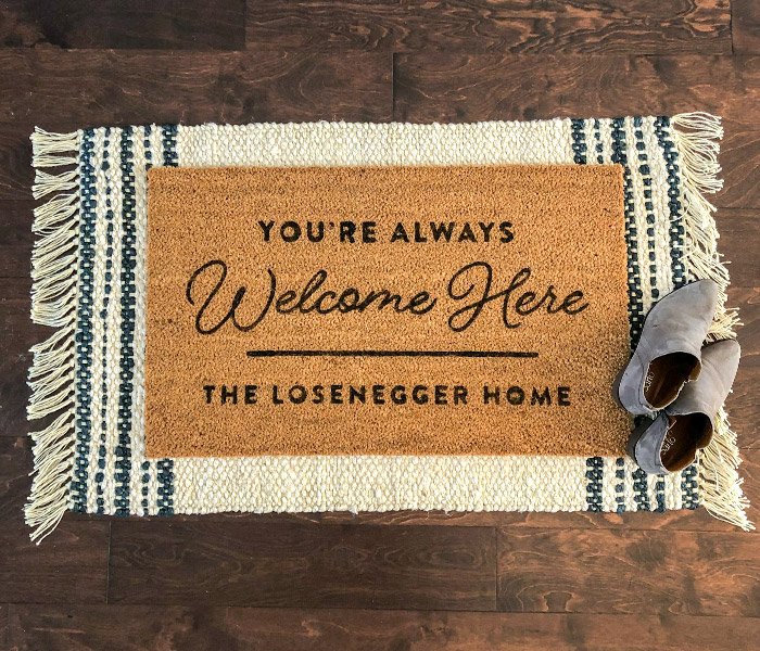 doormat-youre-always-welcome-here-18x30 Welcome Mat Staged