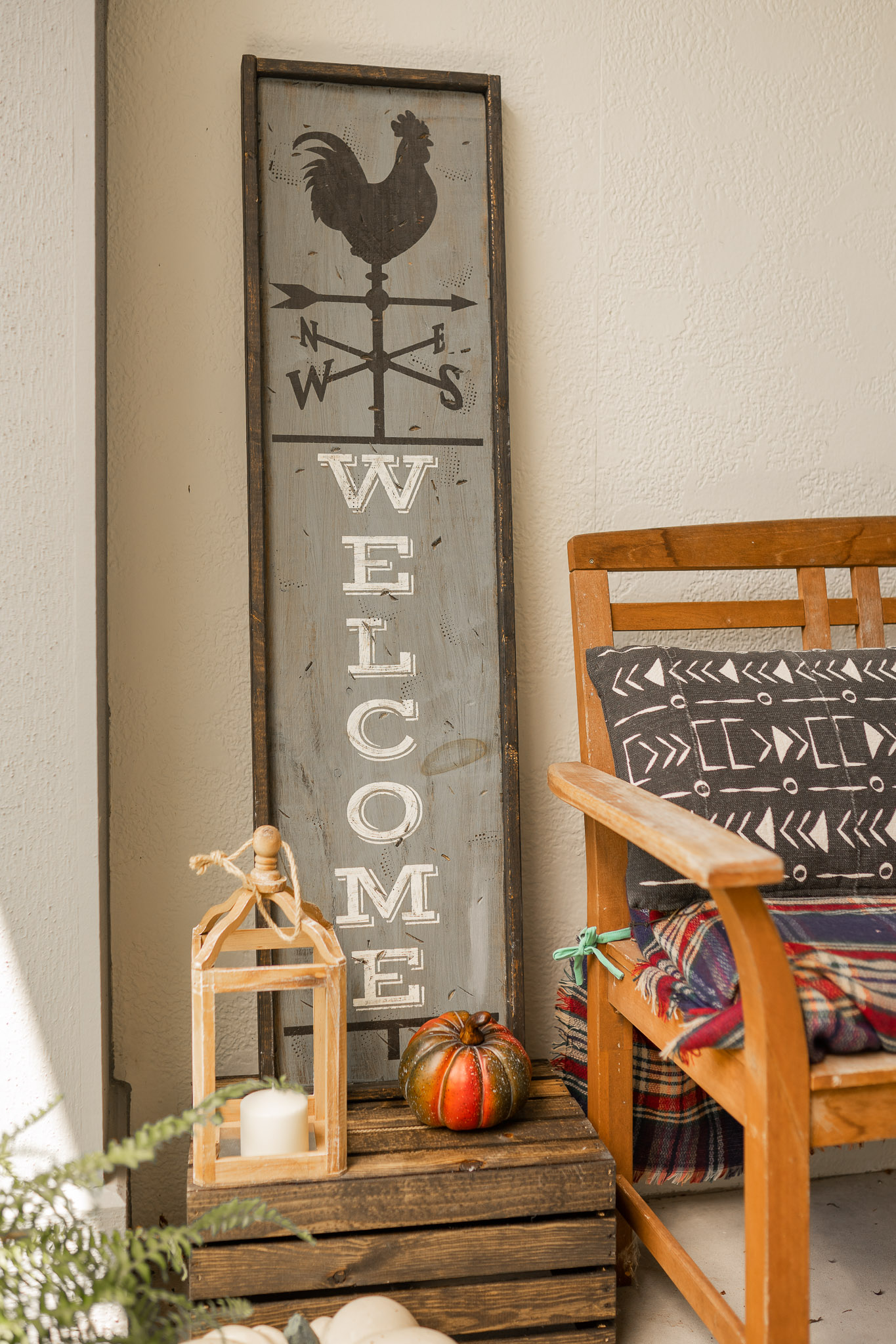 fall-porch-17 Framed Welcome Sign Staged