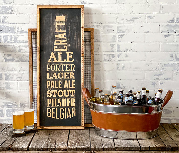 Beer Bottle Sign Beer Bottle - 14x34 Framed