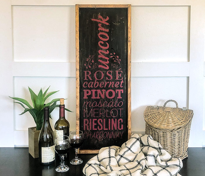 Wine Sign Wine Bottle - 14x34 Framed
