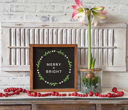 forced-bulb-merry-bright-wreath-14x14-framed Merry + Bright Wreath 14x14 Framed Sign